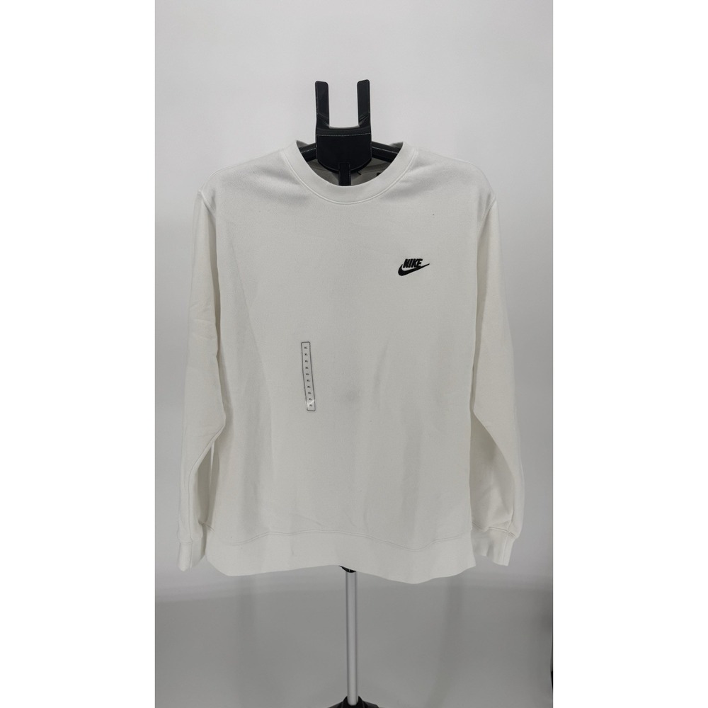 Nike Crewneck Sweatshirt Classic Logo Pullover Casual White Men XL BV2662-100‎ - Picture 1 of 3